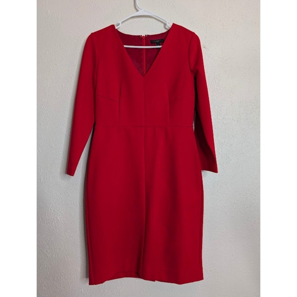 J Crew Womens Long Sleeve Sheath Dress Stretch‎ Ponte Business Red Size 6 H3563